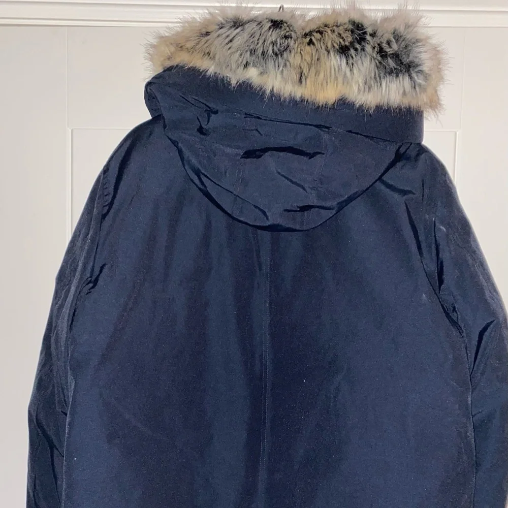 Michael Kors Faux Fur‎ Hooded Bib Snorkel Parka Blue Coat Jacket Men L NEW